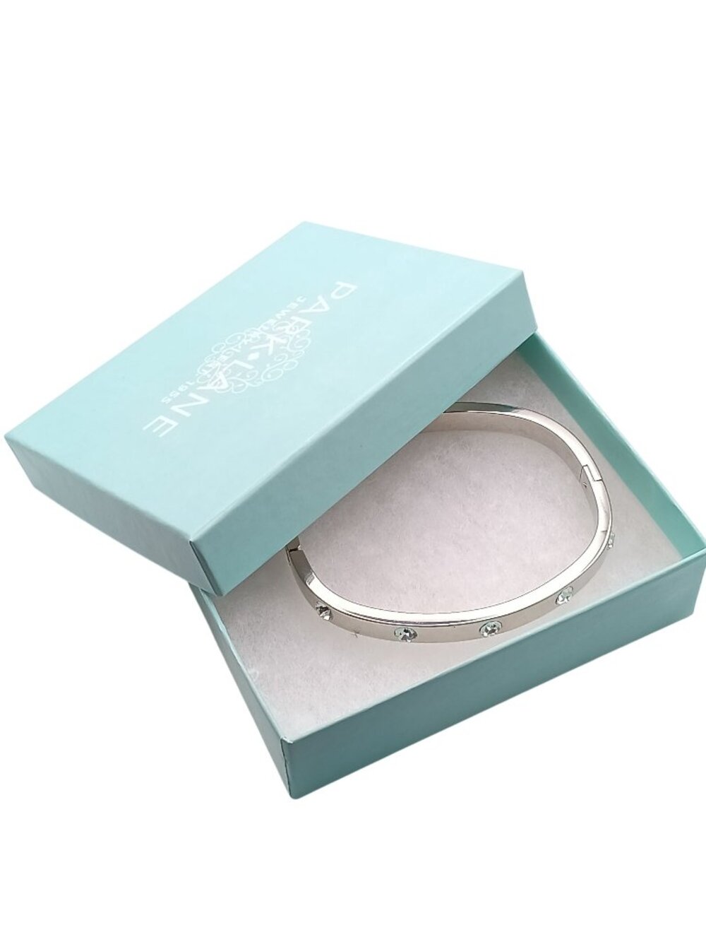 Park Lane Silver-Tone Crystal Bangle Jewel Bracelet with Box